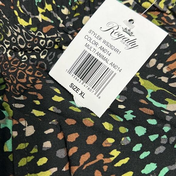 Royalty for Me XL Pull On Shorts Pockets Rayon Multi Animal Print Green Brown - Picture 7 of 9
